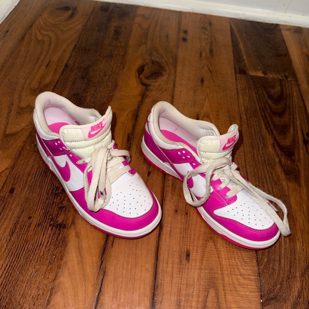 Nike Pink and White Low Dunks